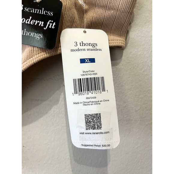 NWT Women's Rene Rofe Lingerie Set Of 3 Seamless Thong Panties in Size XL 16 - Picture 3 of 8